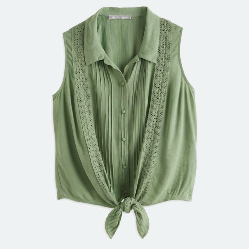 Daniel Rainn S Leah Tie Front Blouse Green